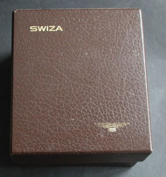 Jaguar Swiza Tischuhr mit Kühlerfigur in Original Lederbox (8713)